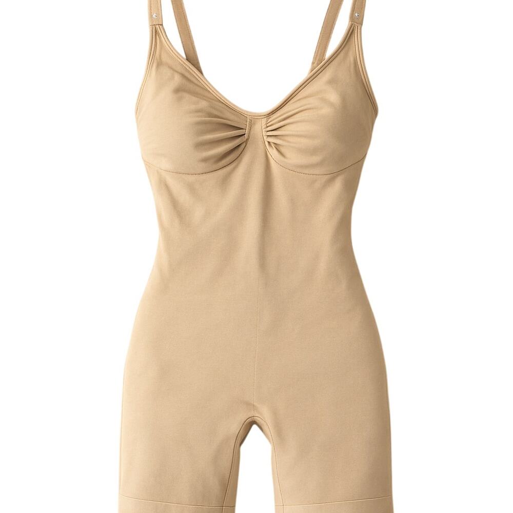 SKIMS Sculpting Bodysuit Mid-Thigh Shapewear Beige Size M